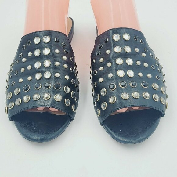 Steven By Steve Madden Black Rhinestone Jeweled Slide Sandals Size 8M - Picture 2 of 10
